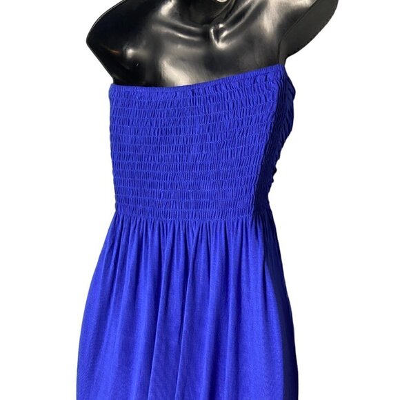 Catwalk Studio Royal Blue Strapless Halter Tie Neck Dress Mini Length Size Small - Picture 11 of 12